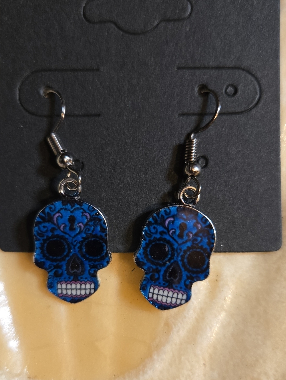 Blue Sugar Skull Dangle Earrings - Women Jewelry